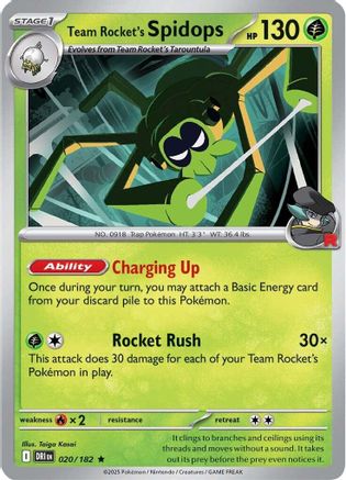 Team Rocket's Spidops 020/182  - Reverse Holofoil SV10 Destined Rivals - Rare