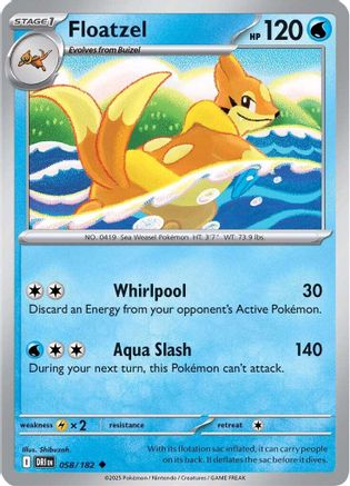Floatzel 058/182  - Reverse Holofoil SV10 Destined Rivals - Uncommon
