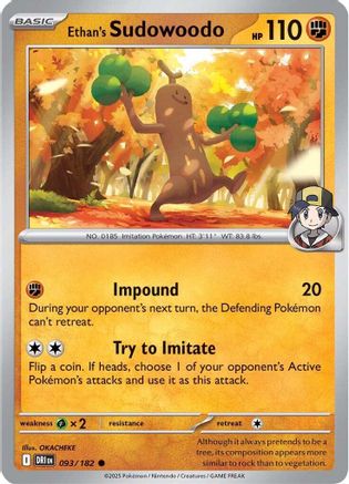 Ethan's Sudowoodo 093/182  - Reverse Holofoil SV10 Destined Rivals - Common