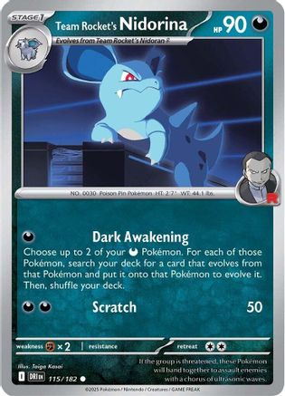 Team Rocket's Nidorina 115/182  - Reverse Holofoil SV10 Destined Rivals - Common