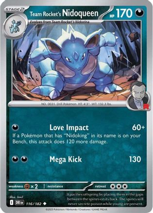 Team Rocket's Nidoqueen 116/182  - Reverse Holofoil SV10 Destined Rivals - Uncommon
