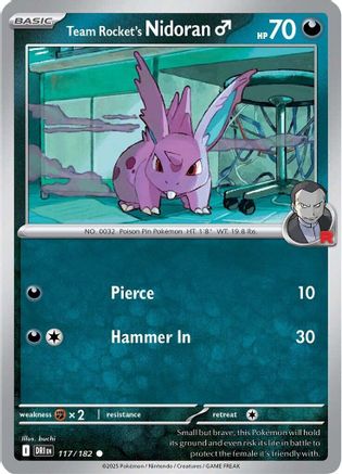Team Rocket's Nidoran M 117/182  - Reverse Holofoil SV10 Destined Rivals - Common