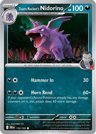 Team Rocket's Nidorino 118/182  SV10 Destined Rivals - Common