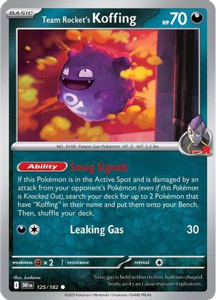 Team Rocket's Koffing 125/182  - Reverse Holofoil SV10 Destined Rivals - Common