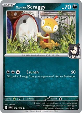 Marnie's Scraggy 132/182  - Reverse Holofoil SV10 Destined Rivals - Common