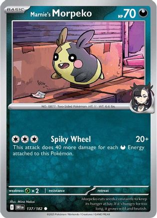 Marnie's Morpeko 137/182  - Reverse Holofoil SV10 Destined Rivals - Common