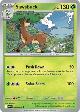 Sawsbuck 007/086  - Reverse Holofoil SV White Flare - Uncommon