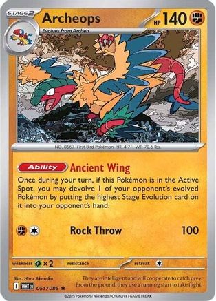 Archeops 051/086  - Holofoil SV White Flare - Rare