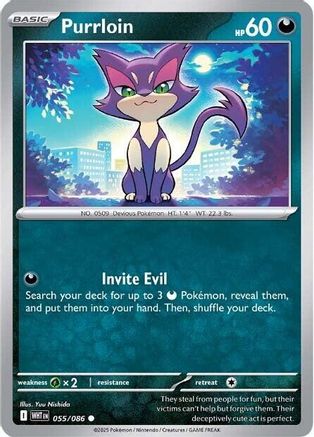 Purrloin 055/086  - Reverse Holofoil SV White Flare - Common