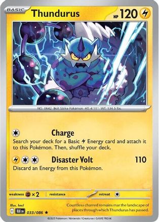 Thundurus 033/086  - Reverse Holofoil SV Black Bolt - Rare