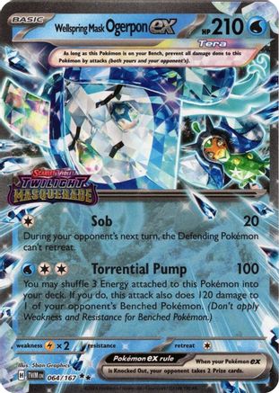 Wellspring Mask Ogerpon ex (Twilight Masquerade Stamp) 064  - Holofoil Miscellaneous Cards & Products - Double Rare
