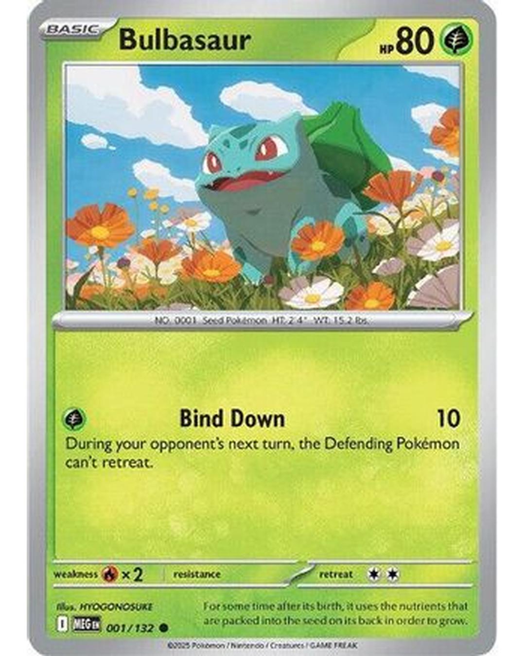 Bulbasaur 001/132  - Reverse Holofoil ME01 Mega Evolution - Common