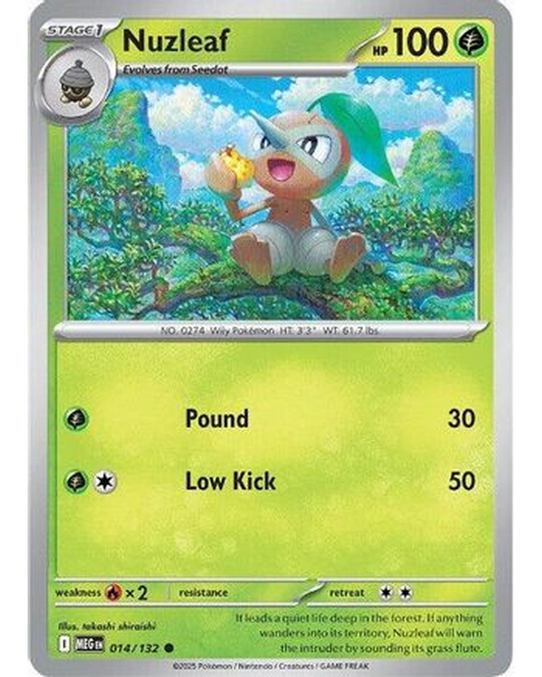 Nuzleaf 014/132  - Reverse Holofoil ME01 Mega Evolution - Common