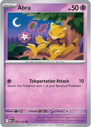 Abra 054/132  - Reverse Holofoil ME01 Mega Evolution - Common