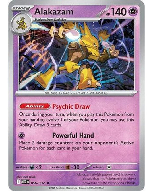 Alakazam 056/132  - Reverse Holofoil ME01 Mega Evolution - Rare