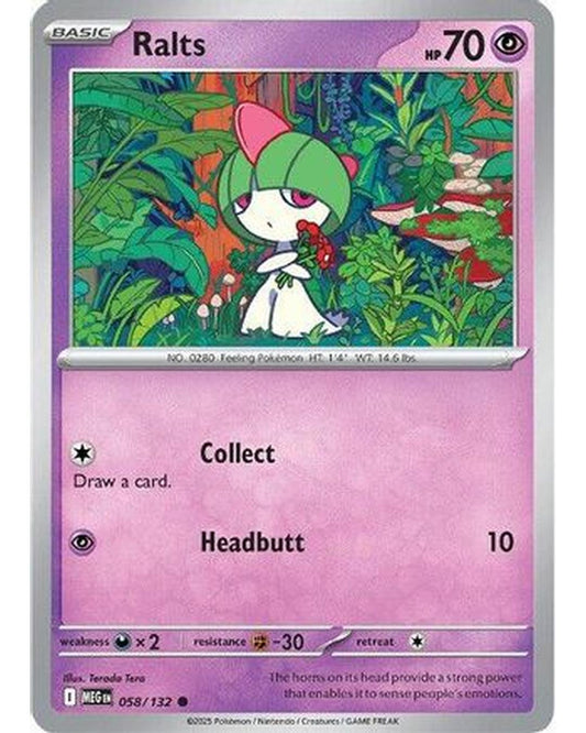 Ralts 058/132  - Reverse Holofoil ME01 Mega Evolution - Common