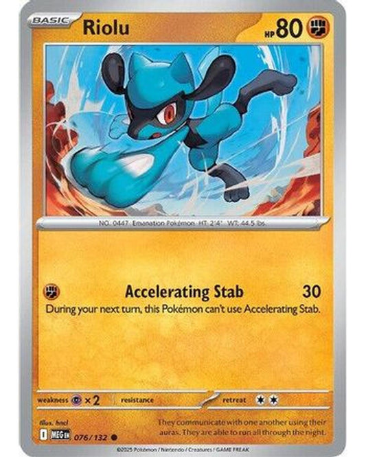 Riolu 076/132  - Reverse Holofoil ME01 Mega Evolution - Common