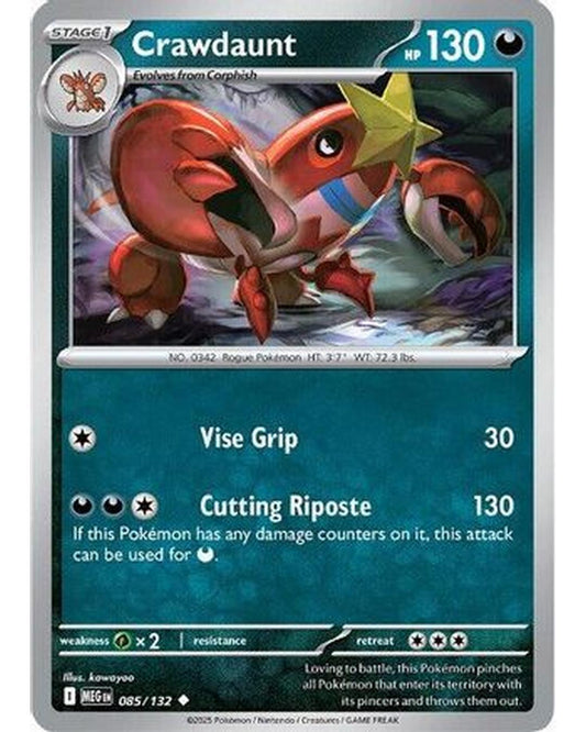 Crawdaunt 085/132  - Reverse Holofoil ME01 Mega Evolution - Uncommon