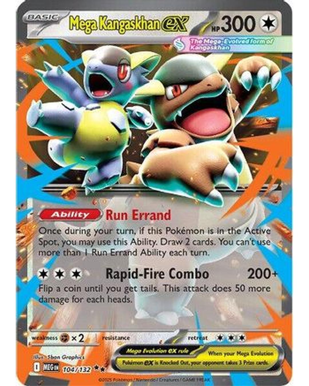 Mega Kangaskhan ex 104/132  - Holofoil ME01 Mega Evolution - Double Rare