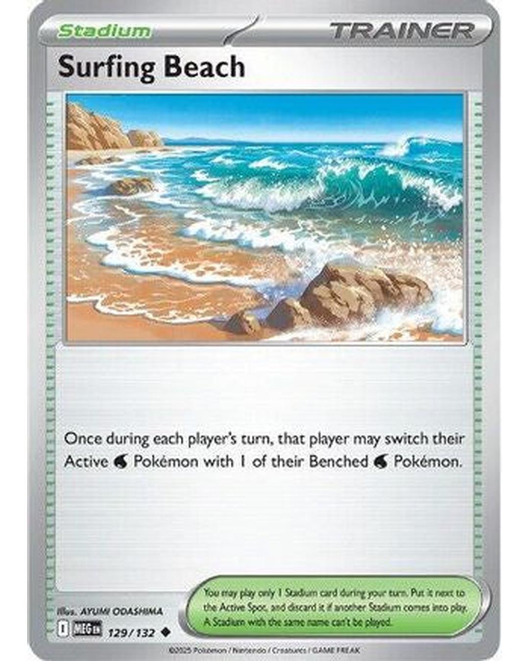 Surfing Beach 129/132  - Reverse Holofoil ME01 Mega Evolution - Uncommon