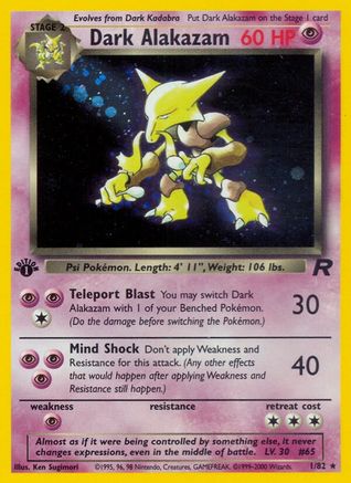 Dark Alakazam (1) 001/82  - Unlimited Holofoil Team Rocket - Holo Rare