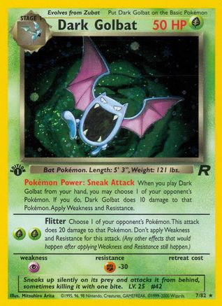 Dark Golbat (7) 007/82  - 1st Edition Holofoil Team Rocket - Holo Rare