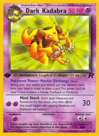 Dark Kadabra 039/82  - 1st Edition Team Rocket - Uncommon